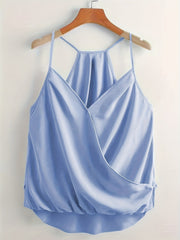 V Neck Wrap Cami Top Solid Spaghetti Strap Sexy Top