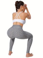 Gray Stripe Yoga Leggings High Waist Butt Lifting Sports Tights