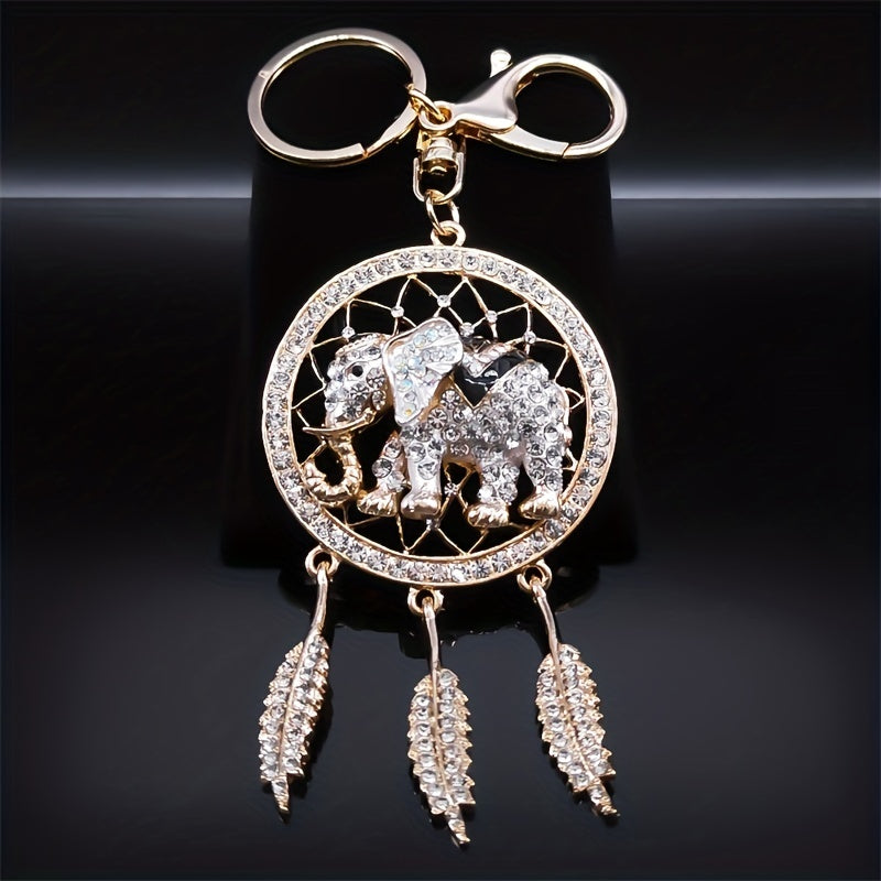 Elephant & Dream Catcher Crystal Keychain - Women Girls Gift