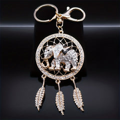 Elephant & Dream Catcher Crystal Keychain - Women Girls Gift