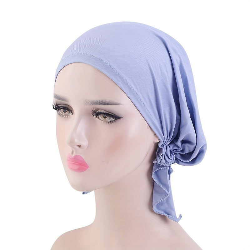 Solid Inner Turban Cap Elastic Head Wrap Underscarf