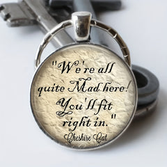 Vintage English Handwriting Keychain Necklace Bag Charm Accessories