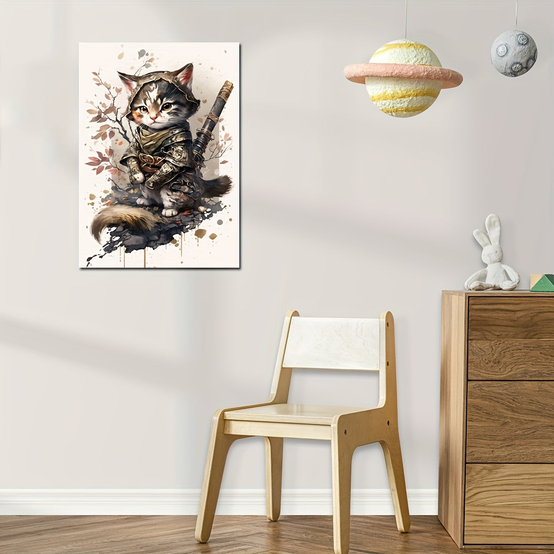 Baby Cat Samurai Watercolor Wall Stickers Nursery Decor