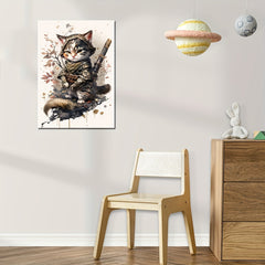 Baby Cat Samurai Watercolor Wall Stickers Nursery Decor