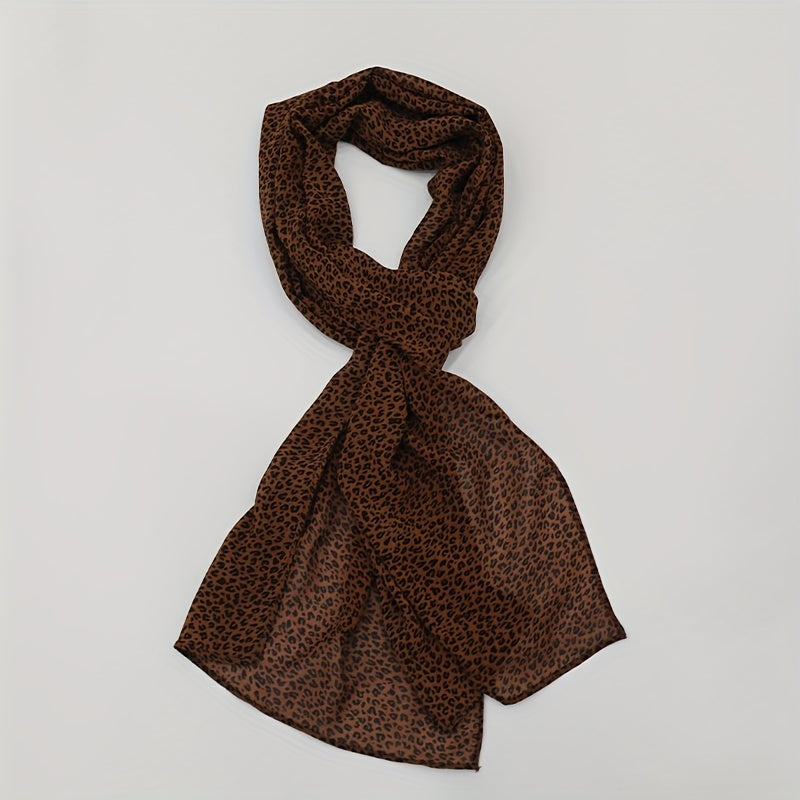 Leopard Print Scarf Vintage Casual Women Shawl Outdoor Windproof