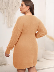 Cable Long Sleeve Mini Sweater Dress