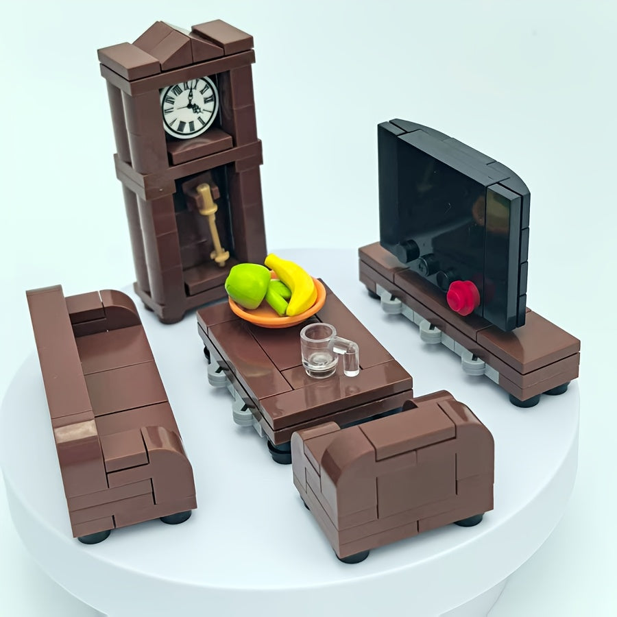 Mini Living Room Set Sofa Table Clock Home Decor Display Desktop Ornament