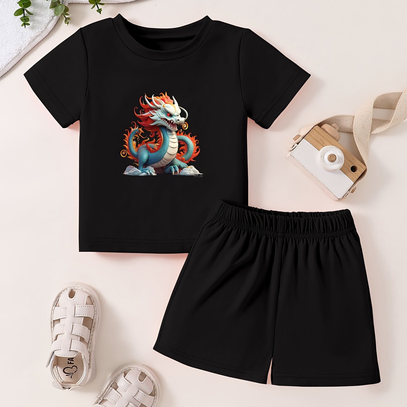 Cartoon Dragon Toddler 2pcs Summer Clothing Set