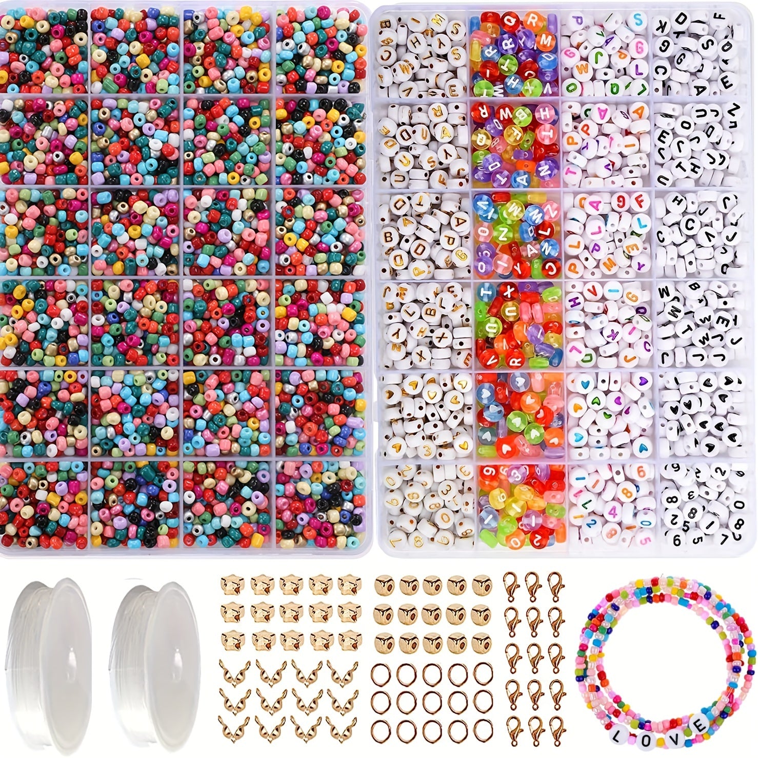 5000pcs 24 Colors Glass Rice Letter Bead Set Handcraft DIY