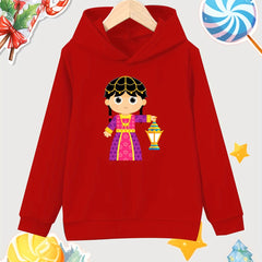 Girl Lantern Print Cotton Hooded Sweatshirt