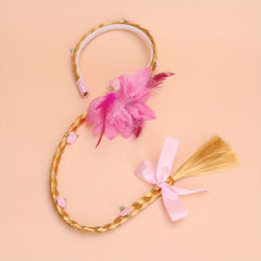 Princess Style Long Wig Hair with Flower Decor for Girls