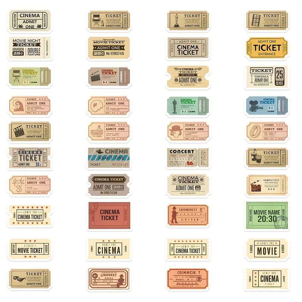81pcs Classic Movie Tickets Retro Stickers DIY Decorative Stickers