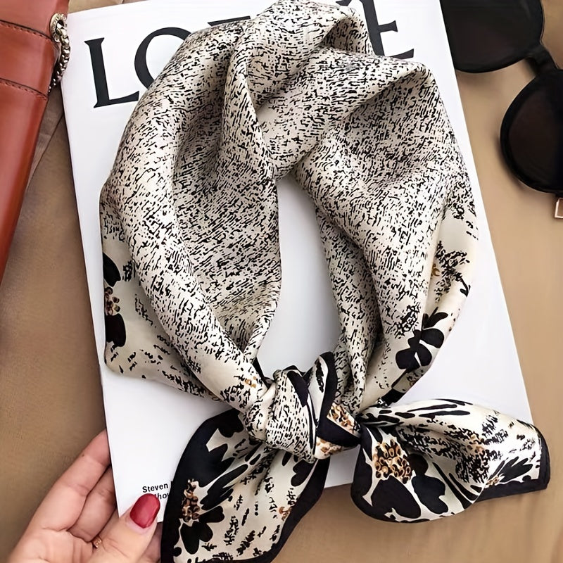 Dotted Flower Bandana Satin Square Scarf Neckerchief