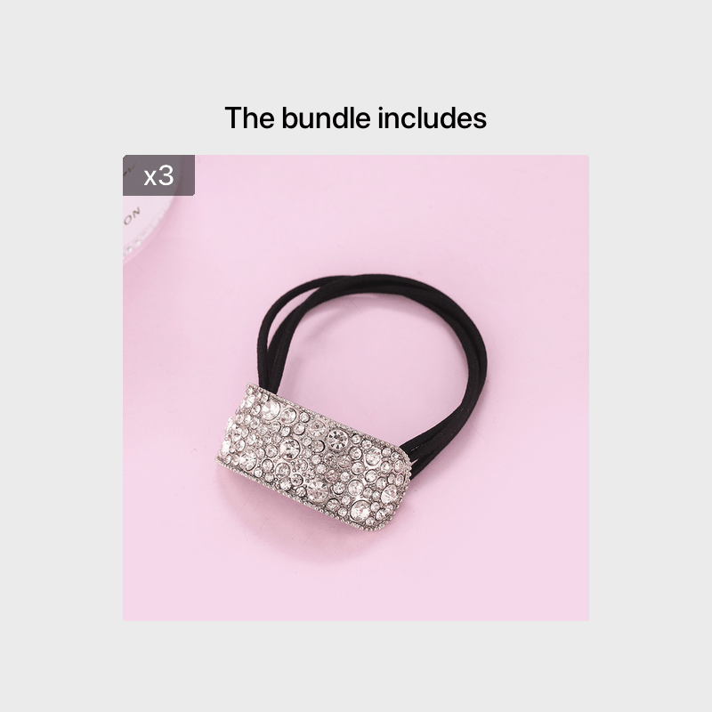 Crystal Rectangle Hair Tie Rhinestone Hair Rope Glitter Hair Ring