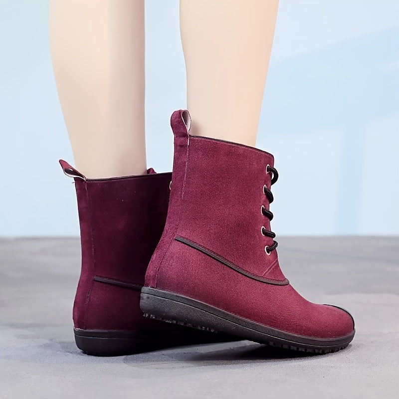 Women's Lace-Up Short Rain Boots Waterproof Non-Slip Shoes
