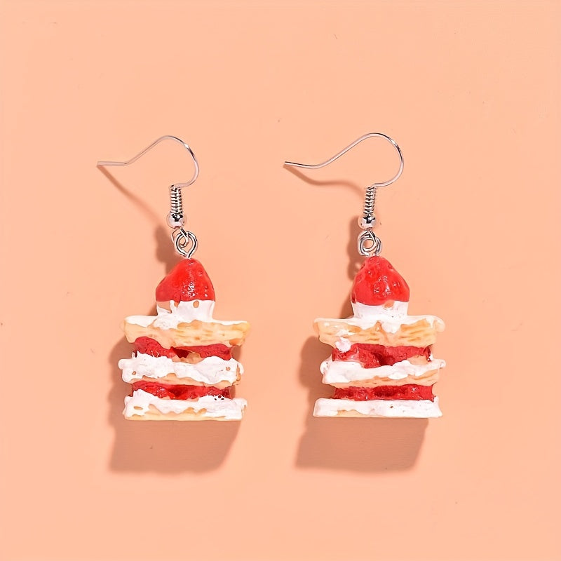 12 Pairs Funny Fruit Cake Dangle Drop Earrings For Girls