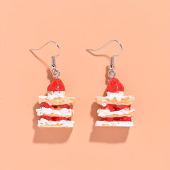 12 Pairs Funny Fruit Cake Dangle Drop Earrings For Girls