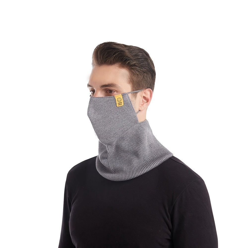 Winter Men's Knitted Hat Face Mask Halter Three Piece Set Trending Warm