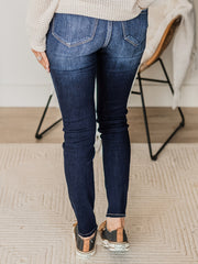 Ripped Button Fly Skinny Washed Jeans