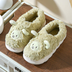 Women's Lamb Decor Slippers Plush Lined Slip On Shoes