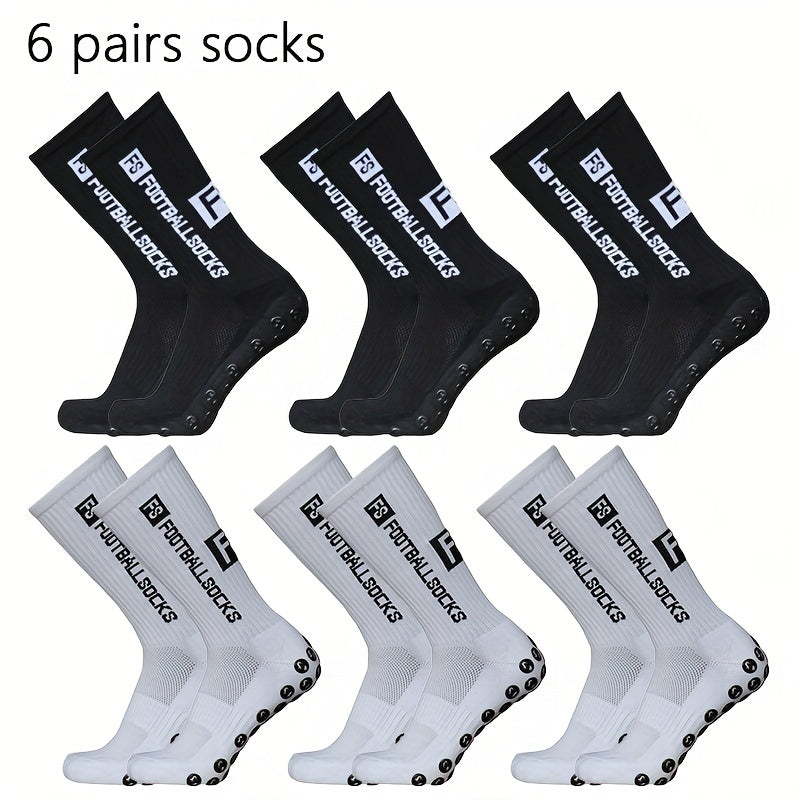 6 Pairs Silicone Non slip Football Socks for Men and Women