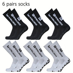 6 Pairs Silicone Non slip Football Socks for Men and Women