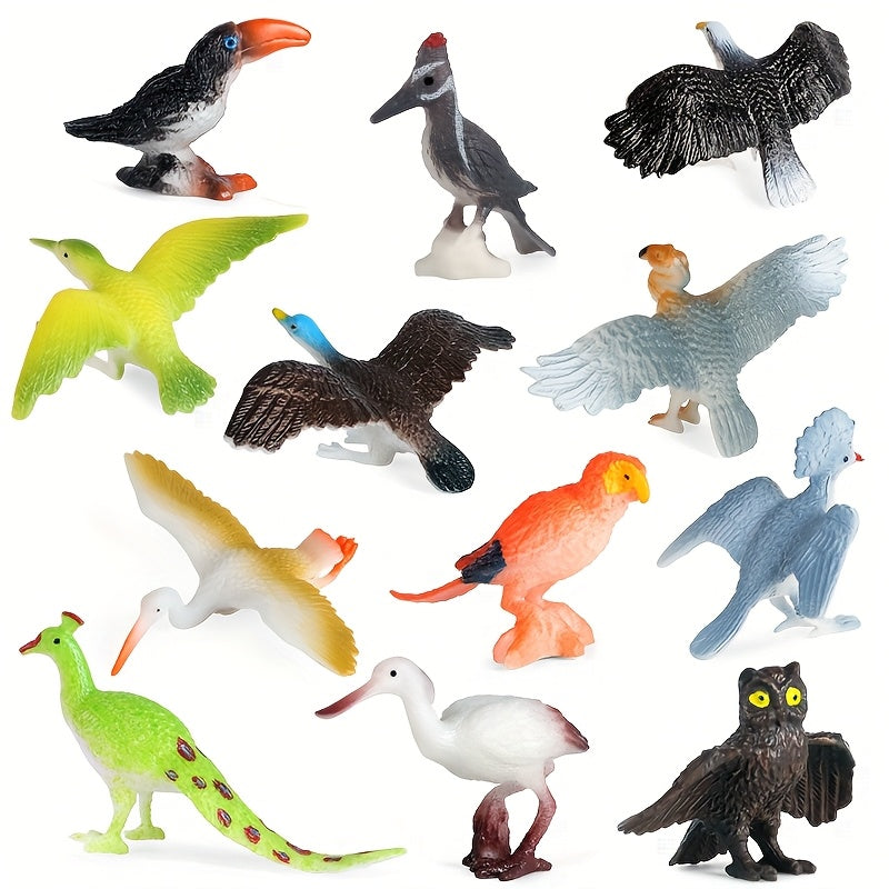 12pcs Bird Animal Model Toys Set for Christmas Halloween Birthday