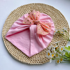 Pink Baby Spring Summer Thin Headband Bowtie Baby Hat for Newborns