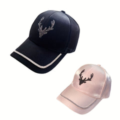 Rhinestone Antlers Couple Baseball Cap Sun Hats for Women Men