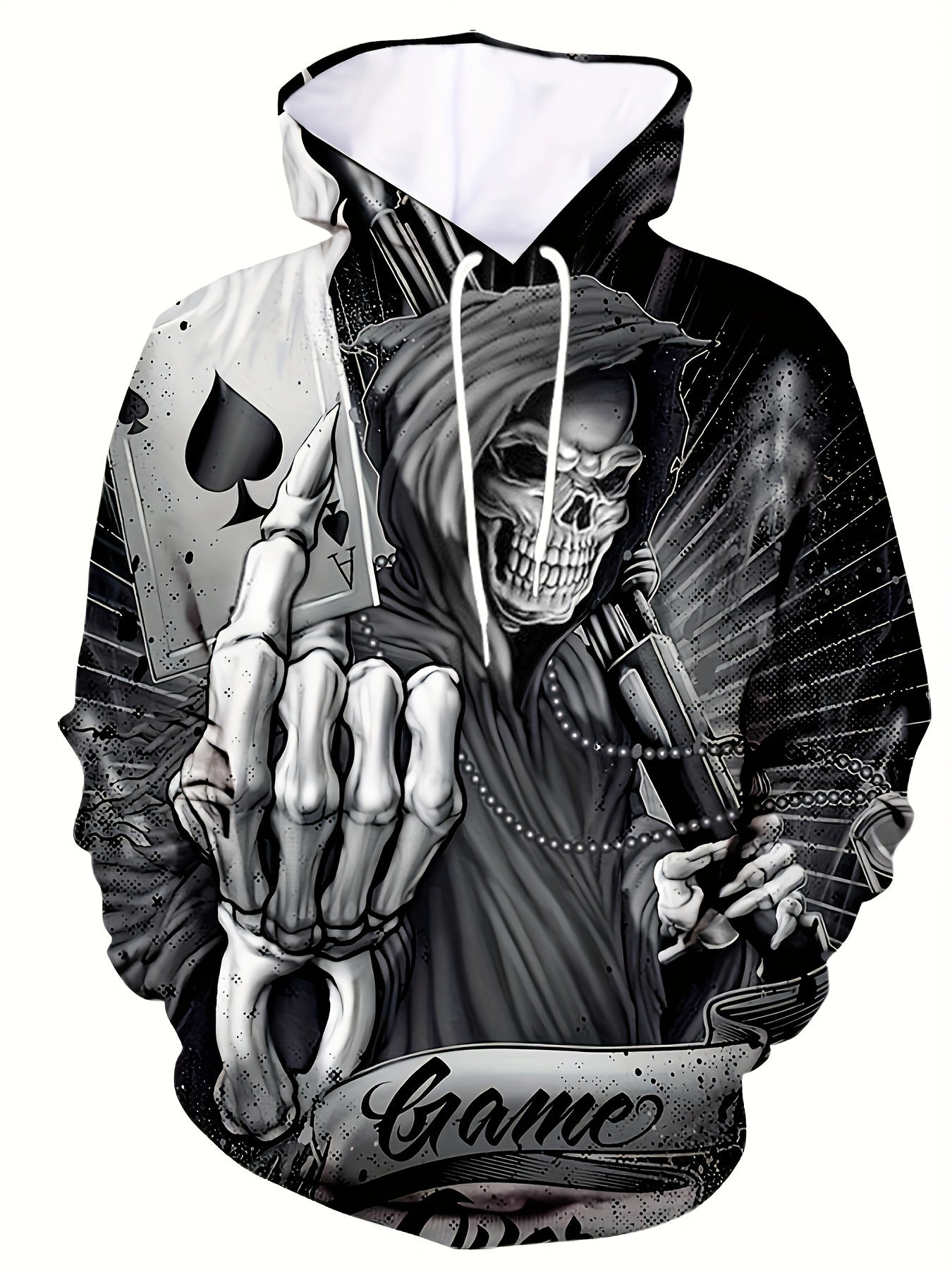 Skull 3D Print Hoodie for Men Autumn Winter