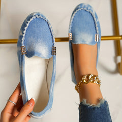 Buckle Decor Denim Flat Comfortable Skate Shoes