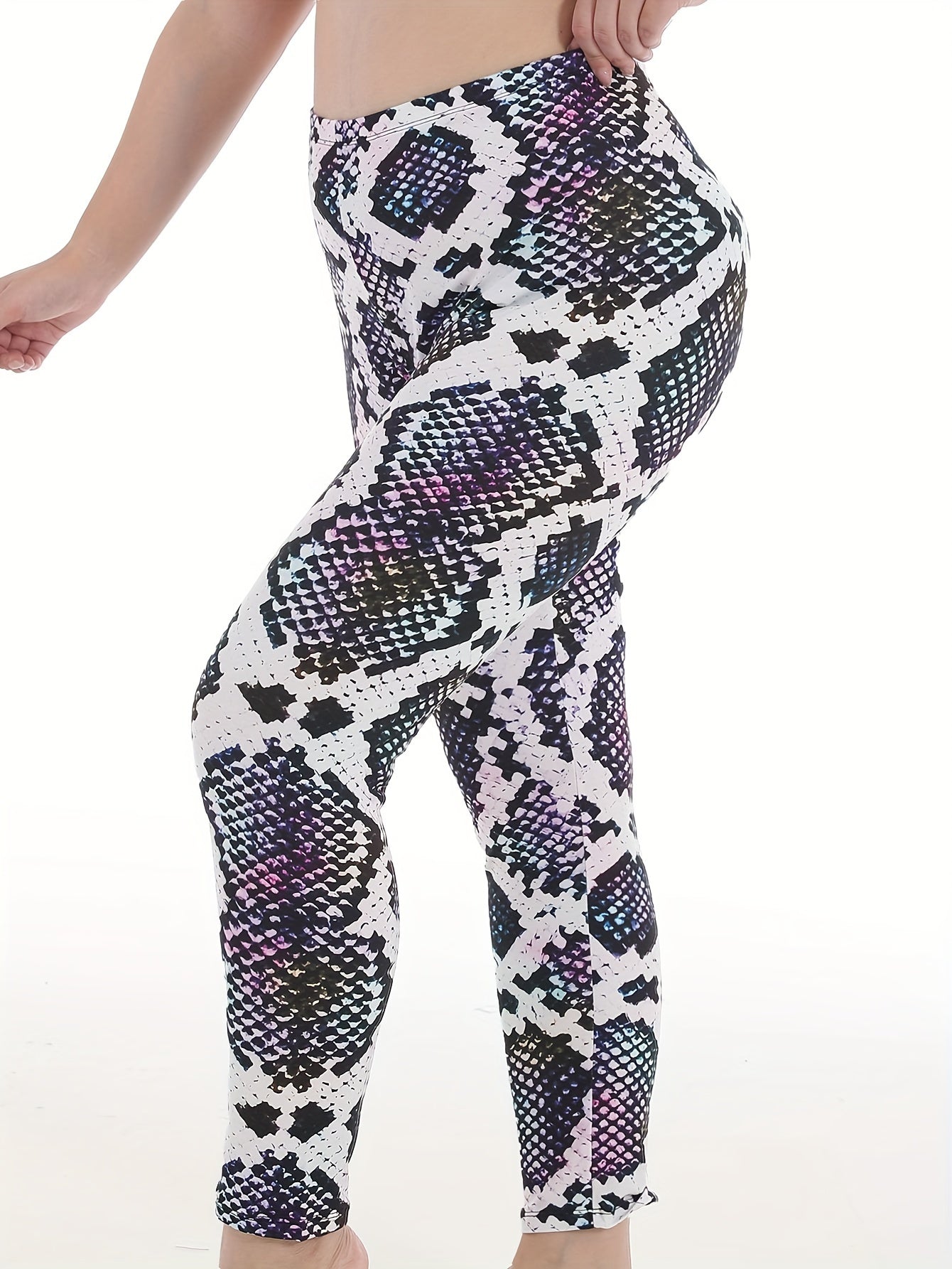 Snake Skin Print High Stretch Fitness Leggings
