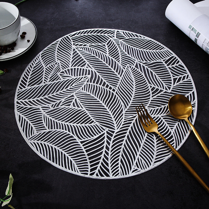 Leaf PVC Hollow Out Round Placemat Heat Insulation Mat