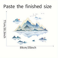 2pcs Confucius Mountain Water Painting Wall Stickers Living Room Decoration