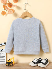 Cartoon Truck Letter Print Crew Neck Sweatshirt for Boys