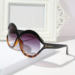 T Shape Oversized Square Sunglasses Vintage Ladies Stylish Round Glasses