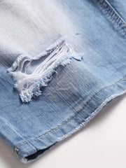 Men's Ripped Denim Shorts - Street Style Distressed Denim Shorts