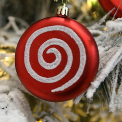 4pcs Red Round Candy Christmas Tree Pendant Family Party Decorations