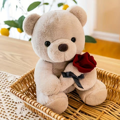 Cute Cartoon Rose Teddy Bear Plush Toy for Girls