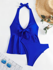 Halter Neck Tankini Set Skirted Swimsuit Women's Swimwear