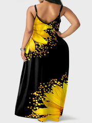 Women's Plus Floral Print Maxi Dress With Pockets
