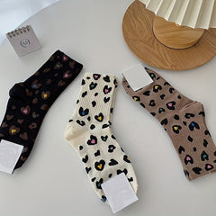 3 Pairs Colorful Leopard Socks Women's Stockings & Hosiery