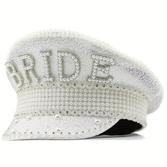 Sequin Faux Pearl Bride Hat for Bachelorette Parties