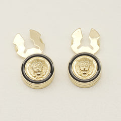 2 Pack Lion Head Shirt Clips Men Women Golden Tone Metal Buttons Decor