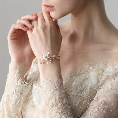 Faux Pearl Crystal Wristband Bridal Jewelry Wedding Dress Up