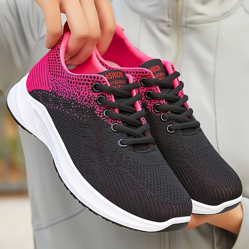Women's Colorblock Knit Sports Shoes Lightweight Running Tennis Sneakers