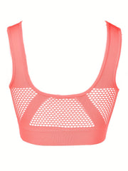 Fishnet Stitching Sports Bra Hollow Out Yoga Fitness Bra