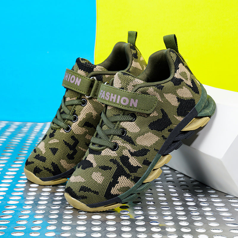 Boys Camouflage Soft Sole Sneakers Lightweight Breathable Non slip Running Shoes