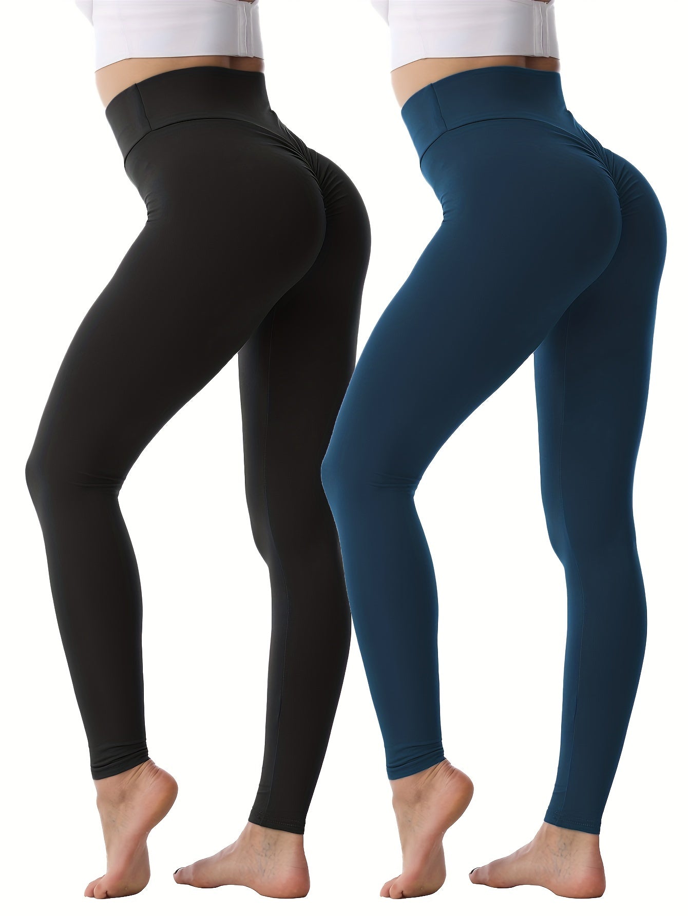 2Pcs High Waist Stretchy Cropped Leggings Women's Activewear