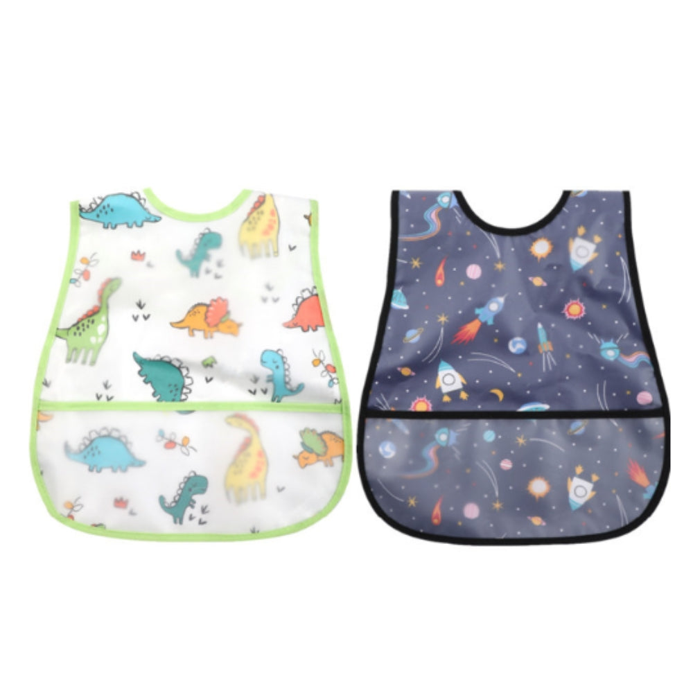Waterproof Baby Bibs with Crumb Catcher Pocket